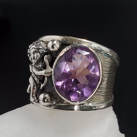 GG Unique Jewelry Jewelry - SOLID 925 Silver Ring Genuine Amethyst